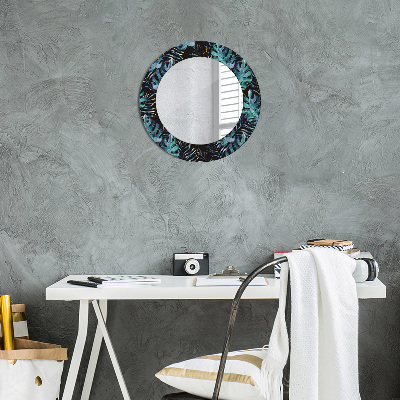 Round decorative wall mirror Exotic leaves