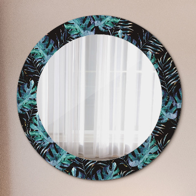 Round decorative wall mirror Exotic leaves