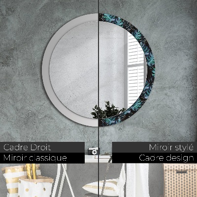 Round decorative wall mirror Exotic leaves