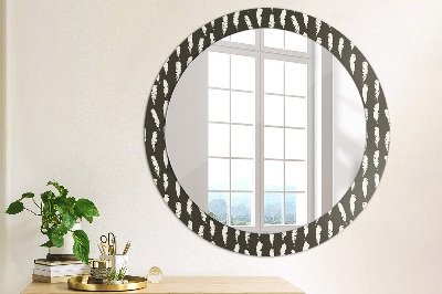 Round decorative wall mirror Feathers