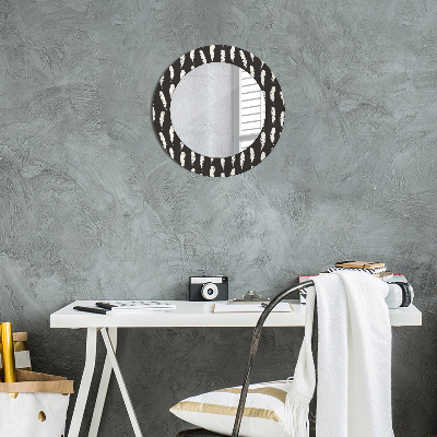 Round decorative wall mirror Feathers