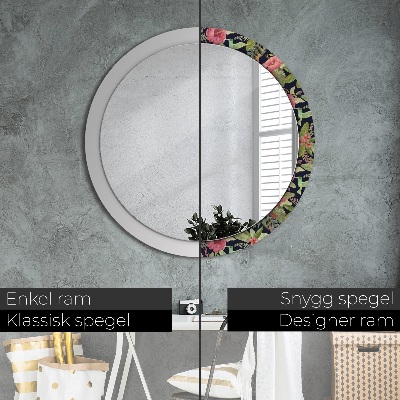 Round decorative wall mirror Hibiscus flowers