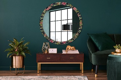 Round decorative wall mirror Hibiscus flowers