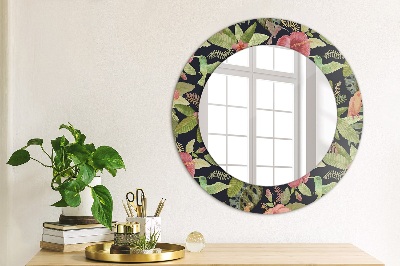 Round decorative wall mirror Hibiscus flowers