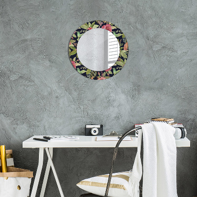 Round decorative wall mirror Hibiscus flowers