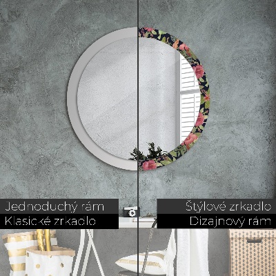 Round decorative wall mirror Hibiscus flowers