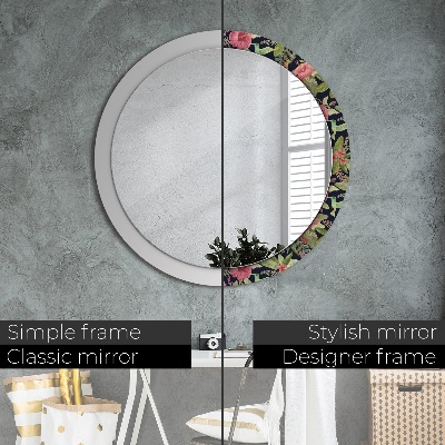 Round decorative wall mirror Hibiscus flowers