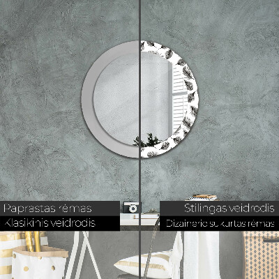 Round decorative wall mirror Feathers