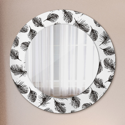 Round decorative wall mirror Feathers