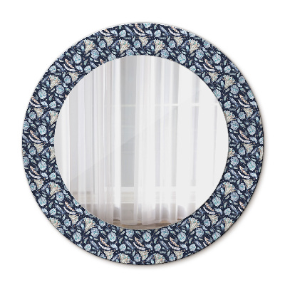 Round mirror printed frame Boho patterin