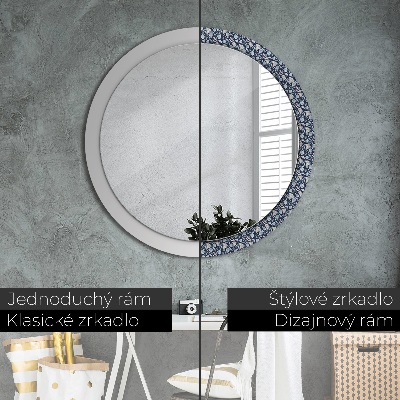 Round mirror printed frame Boho patterin