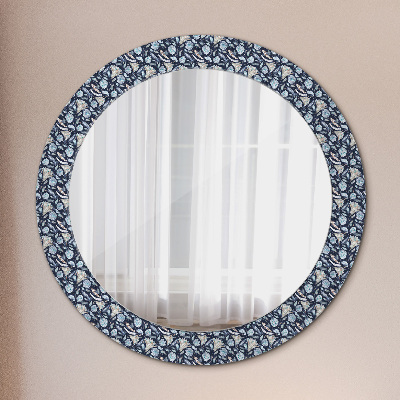 Round mirror printed frame Boho patterin