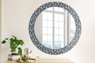 Round mirror printed frame Boho patterin