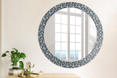 Round mirror printed frame Boho patterin