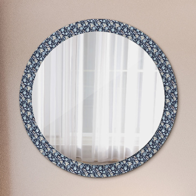 Round mirror printed frame Boho patterin