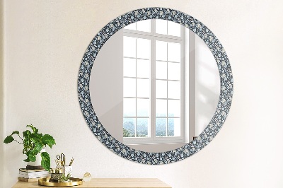 Round mirror printed frame Boho patterin