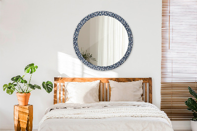 Round mirror printed frame Boho patterin