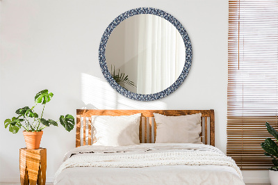 Round mirror printed frame Boho patterin