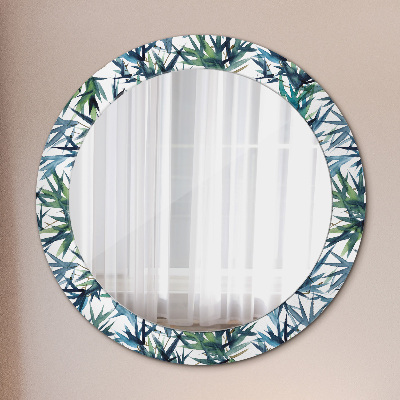 Round mirror decor Blue palms