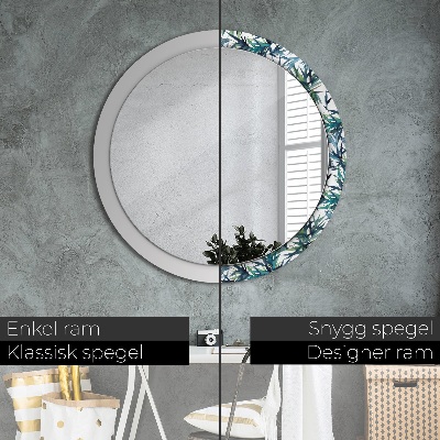 Round mirror decor Blue palms