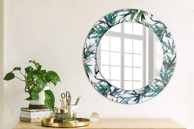 Round mirror decor Blue palms