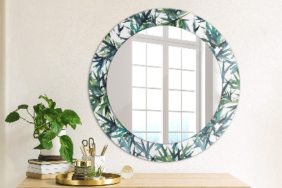 Round mirror decor Blue palms