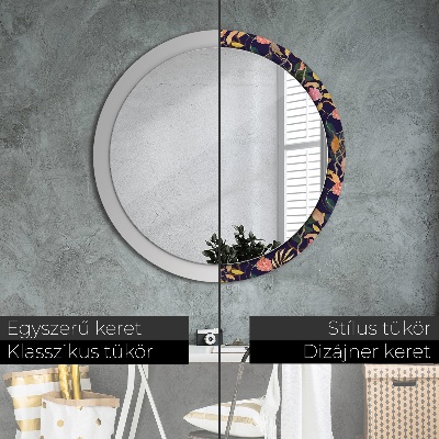 Round decorative wall mirror Watecolor plants