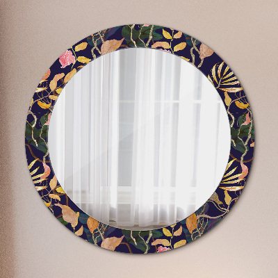 Round decorative wall mirror Watecolor plants