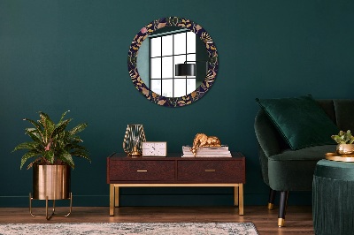 Round decorative wall mirror Watecolor plants