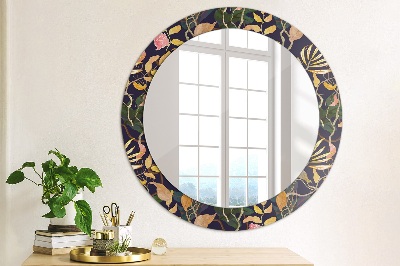 Round decorative wall mirror Watecolor plants