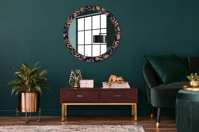 Round decorative wall mirror Watecolor plants