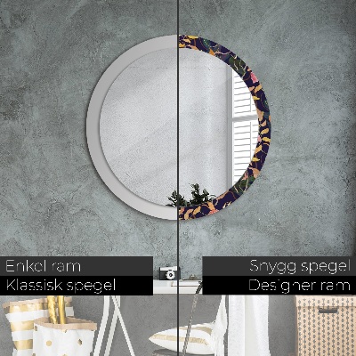 Round decorative wall mirror Watecolor plants