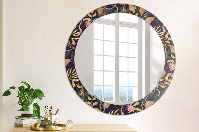 Round decorative wall mirror Watecolor plants