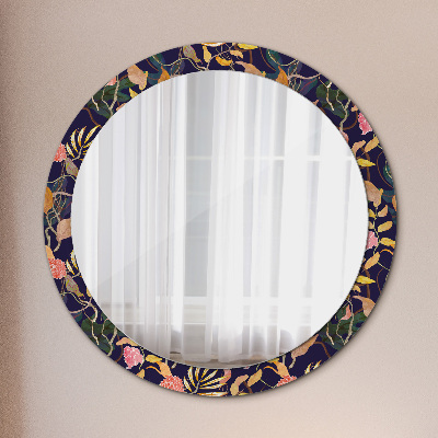 Round decorative wall mirror Watecolor plants