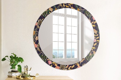 Round decorative wall mirror Watecolor plants