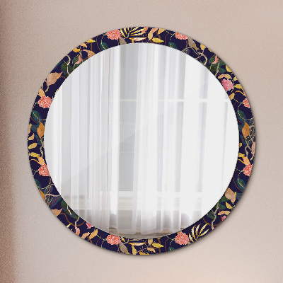 Round decorative wall mirror Watecolor plants