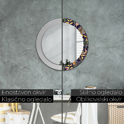 Round decorative wall mirror Watecolor plants