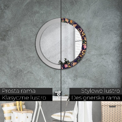 Round decorative wall mirror Watecolor plants