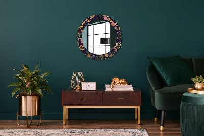 Round decorative wall mirror Watecolor plants