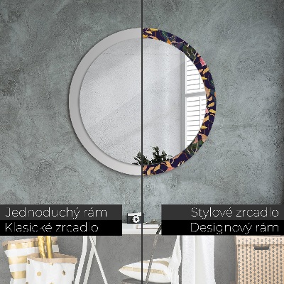 Round decorative wall mirror Watecolor plants