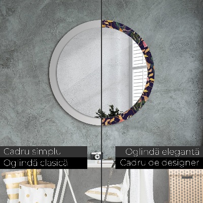 Round decorative wall mirror Watecolor plants