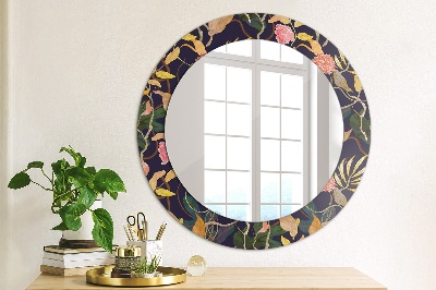 Round decorative wall mirror Watecolor plants