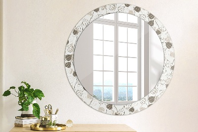 Round decorative wall mirror Abstract floral