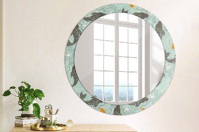 Round decorative wall mirror Chinese carp