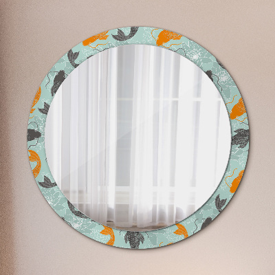 Round decorative wall mirror Chinese carp