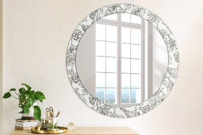 Round decorative wall mirror Floral pattern