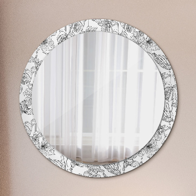 Round decorative wall mirror Floral pattern