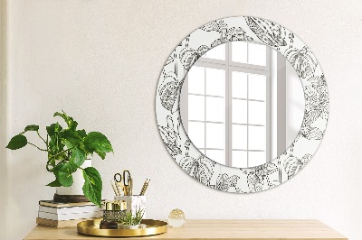 Round decorative wall mirror Floral pattern