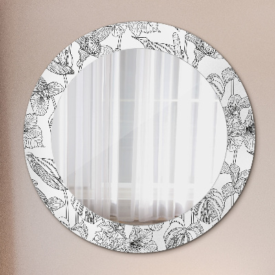 Round decorative wall mirror Floral pattern