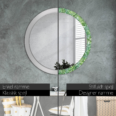 Round decorative wall mirror Tropical palm